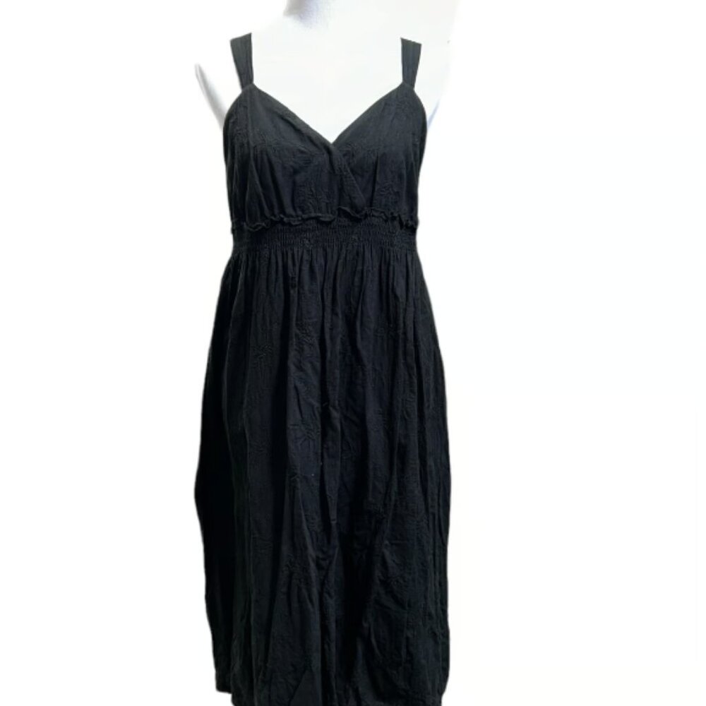 Merona women’s black summer embroidered dress midi L